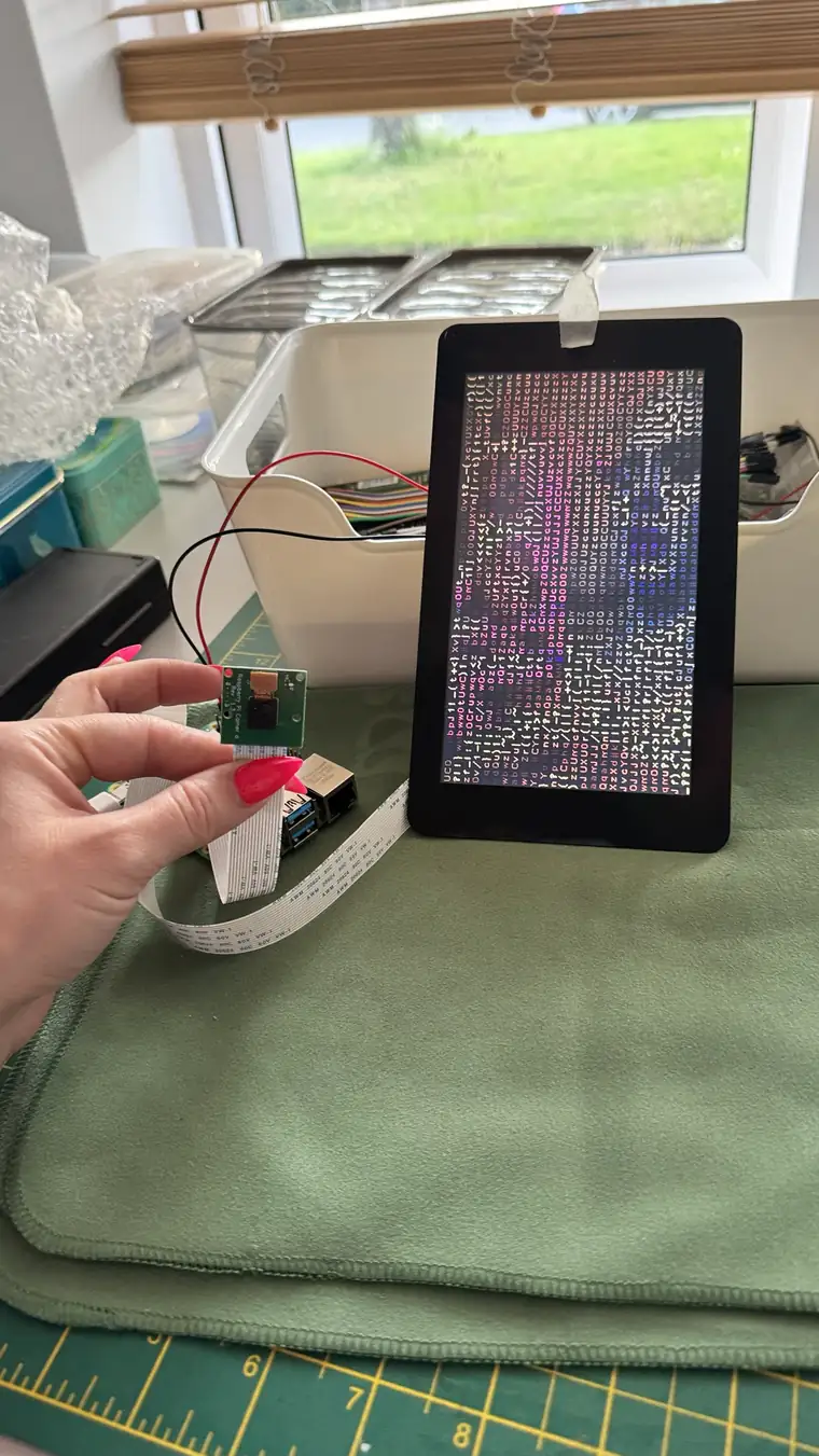 Testing the display, with the board in hand