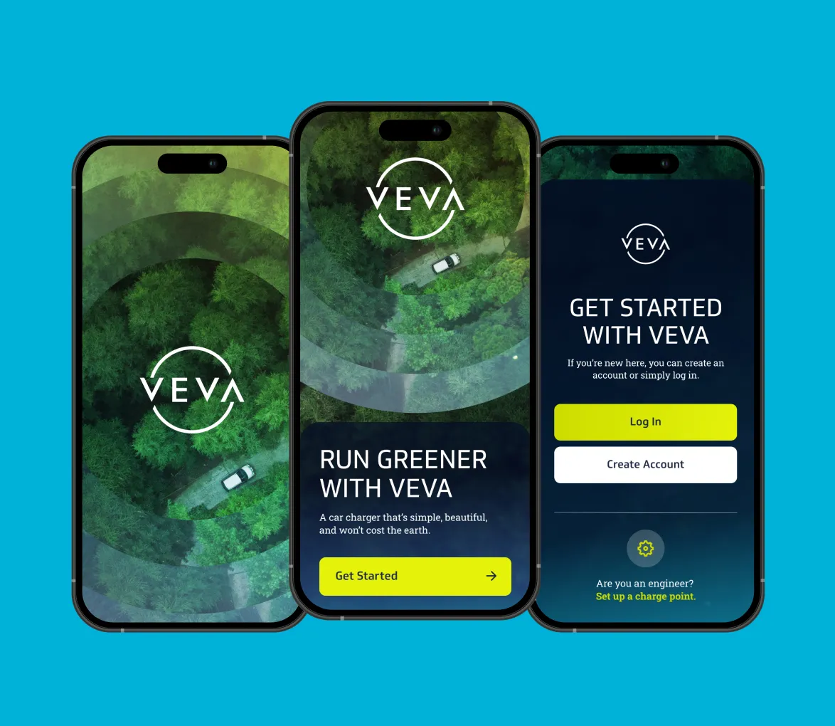veva app feature log in screens