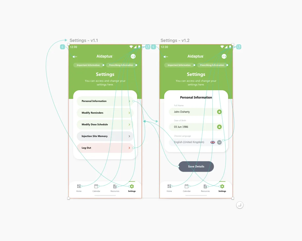 aidaptus ui screens