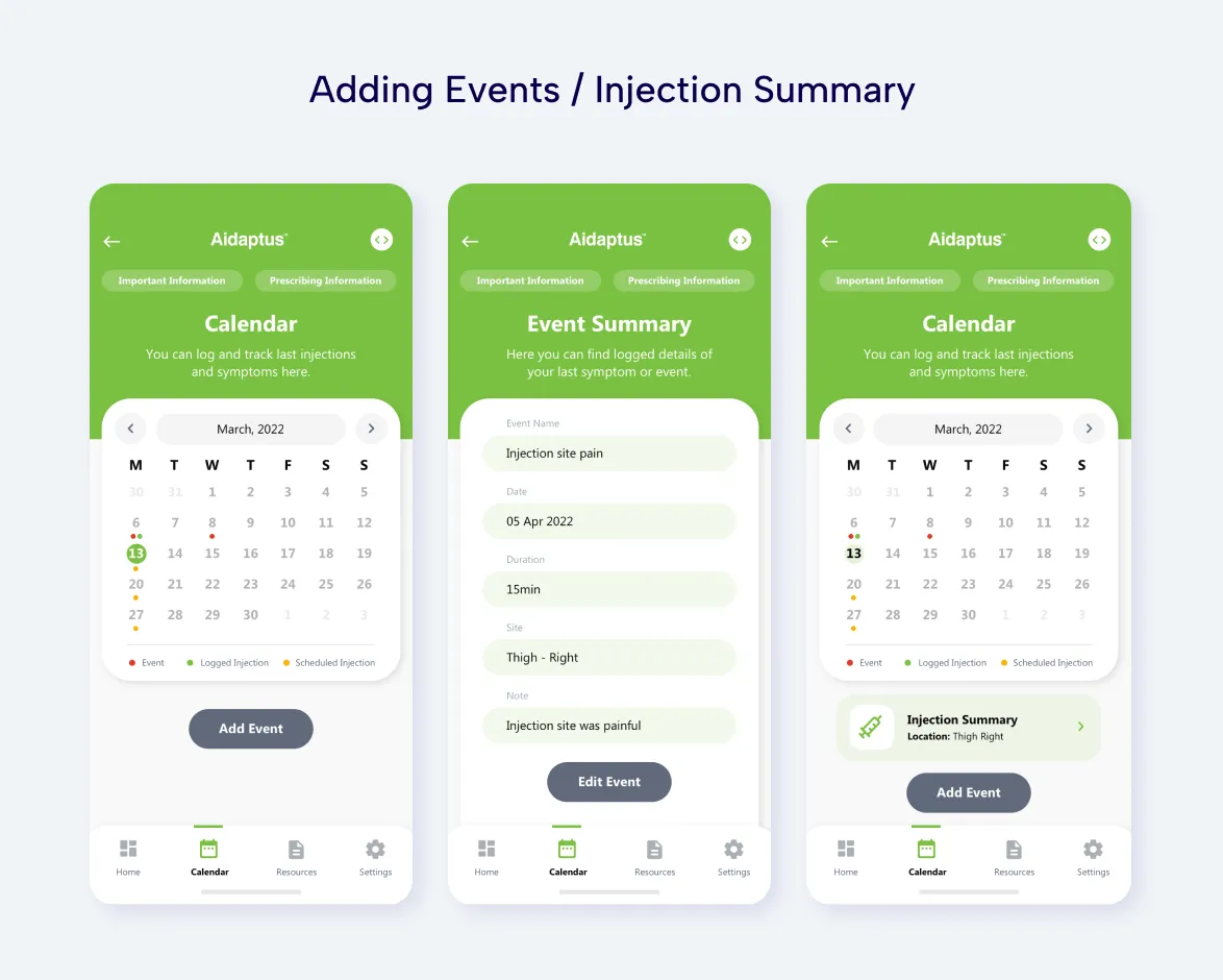 aidaptus ui screens