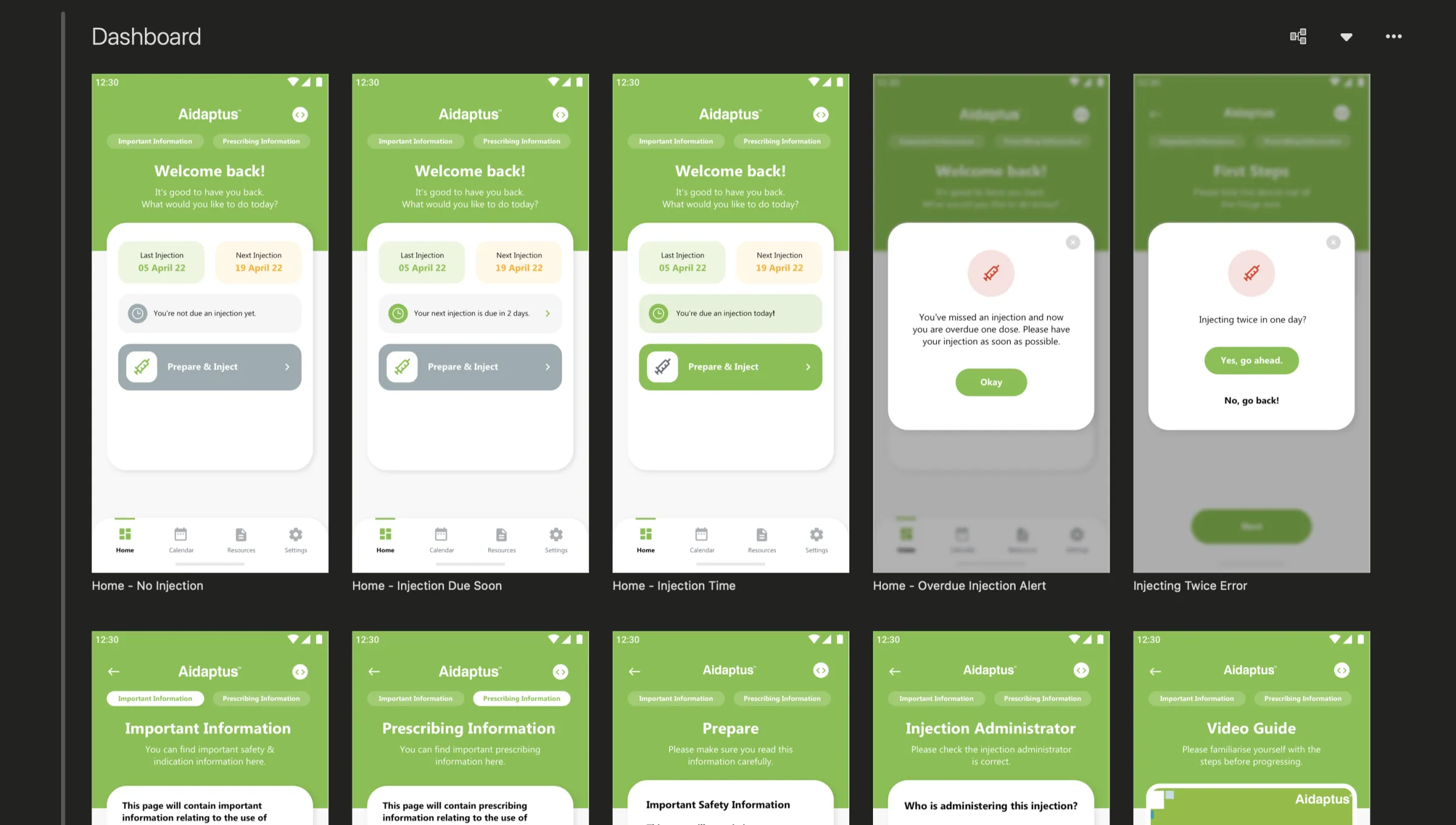 aidaptus zeplin ui screens showcase