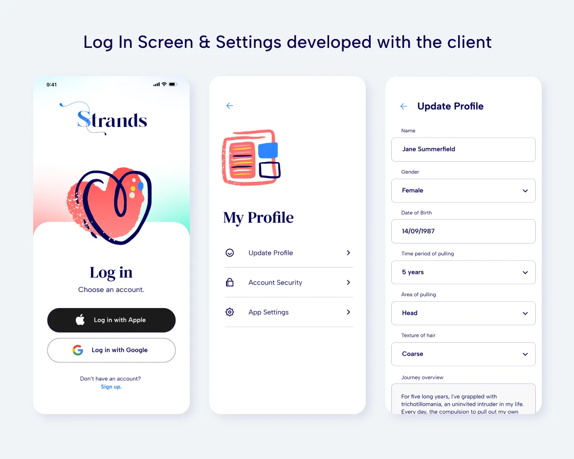 strands app - settings