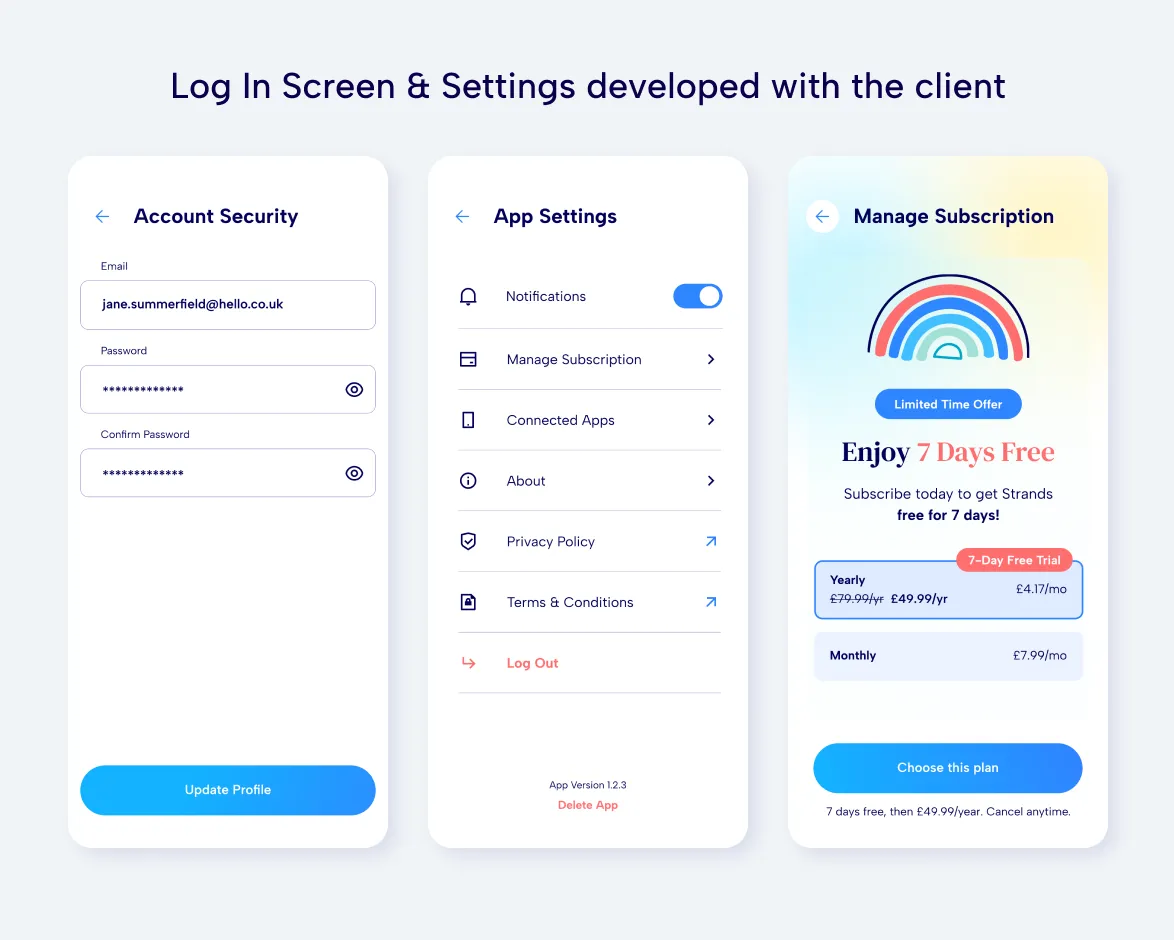strands app settings