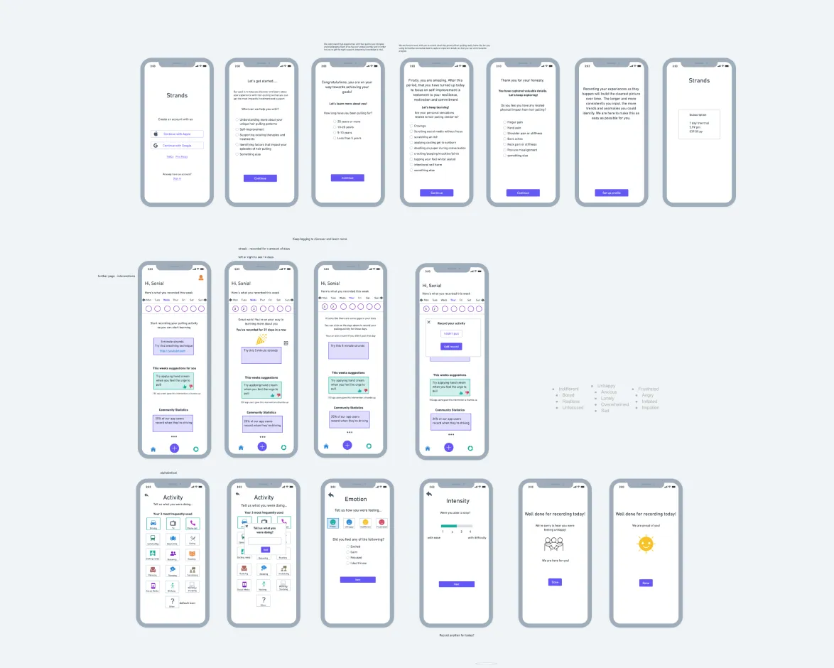strands app - wireframes